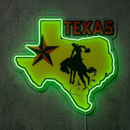 ShineNeon™ Texas State Pride Neon Sign Bucking Bronco Western Wall Decor USB Powered - Shineneon