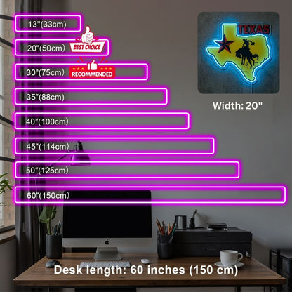 ShineNeon™ Texas State Pride Neon Sign Bucking Bronco Western Wall Decor USB Powered - Shineneon