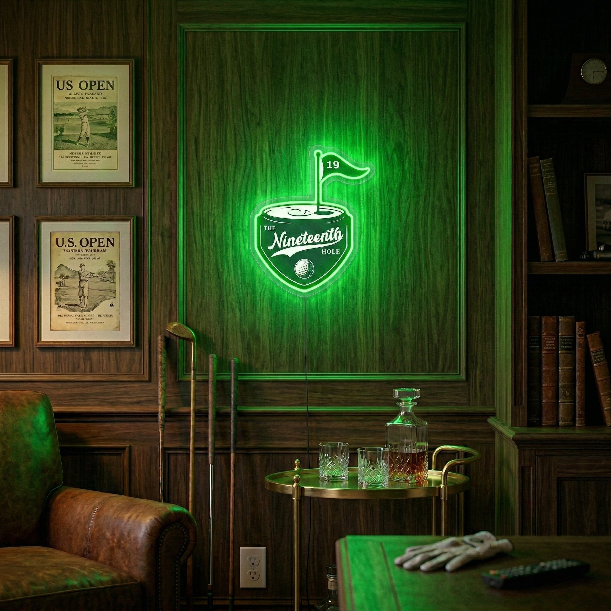 ShineNeon™ The 19th Hole Golf LED Neon Sign Green Pub Decor Bar Wall Art USB Powered - Shineneon