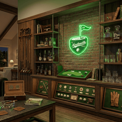 ShineNeon™ The 19th Hole Golf LED Neon Sign Green Pub Decor Bar Wall Art USB Powered - Shineneon