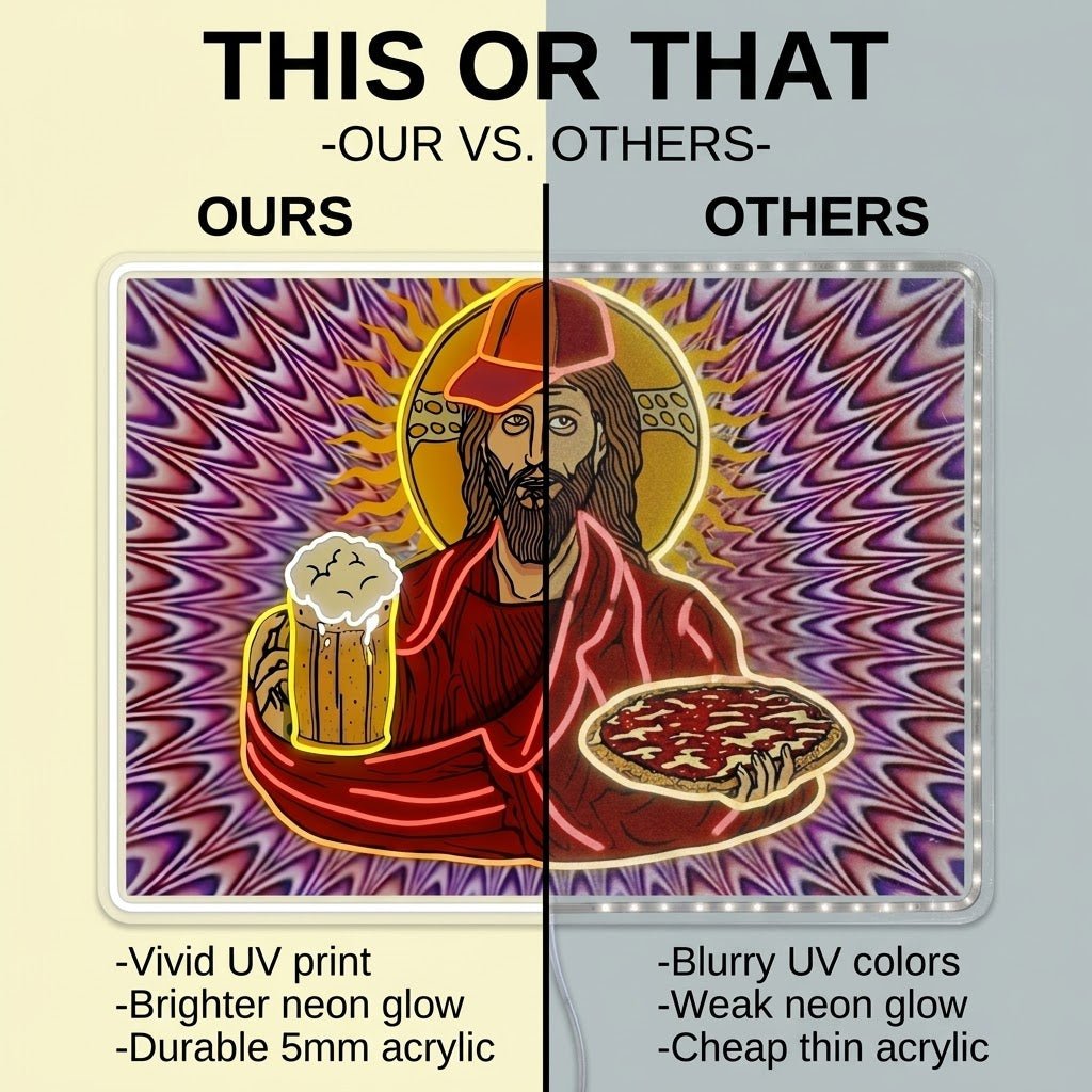 ShineNeon™ Trippy Jesus Beer And Pizza Party Neon Sign USB Power - Shineneon