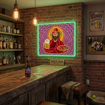 ShineNeon™ Trippy Jesus Beer And Pizza Party Neon Sign USB Power - Shineneon