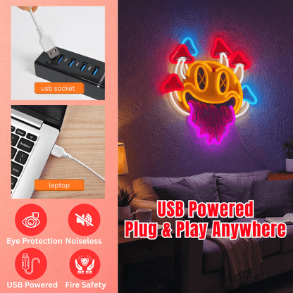 ShineNeon™ Trippy Melting Smiley Face Neon Sign - Psychedelic Wall Decor for Game Room & Man Cave - Shineneon