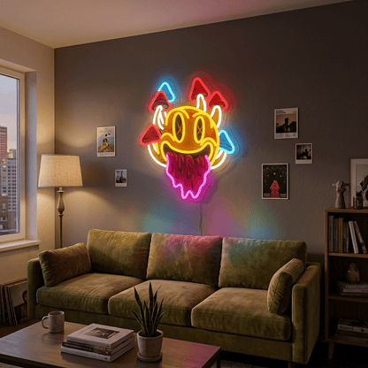 ShineNeon™ Trippy Melting Smiley Face Neon Sign - Psychedelic Wall Decor for Game Room & Man Cave - Shineneon