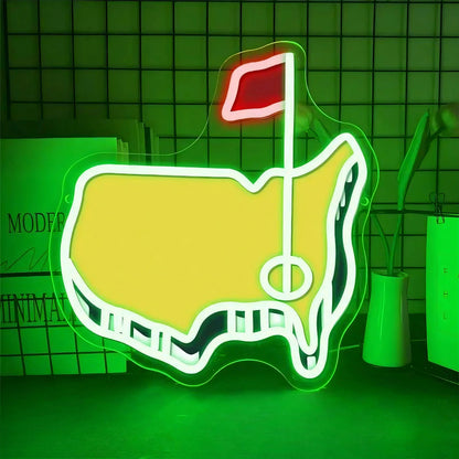 ShineNeon™ USA Golf Map LED Neon Sign | Green & Yellow Sports Man Cave Wall Decor - Shineneon