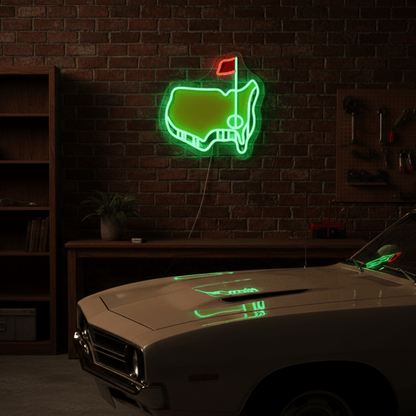 ShineNeon™ USA Golf Map LED Neon Sign | Green & Yellow Sports Man Cave Wall Decor - Shineneon