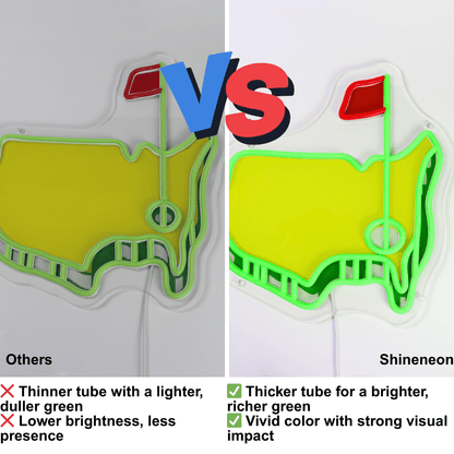 ShineNeon™ USA Golf Map LED Neon Sign | Green & Yellow Sports Man Cave Wall Decor - Shineneon