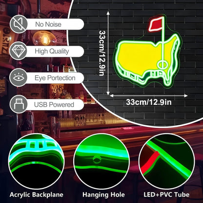 ShineNeon™ USA Golf Map LED Neon Sign | Green & Yellow Sports Man Cave Wall Decor - Shineneon