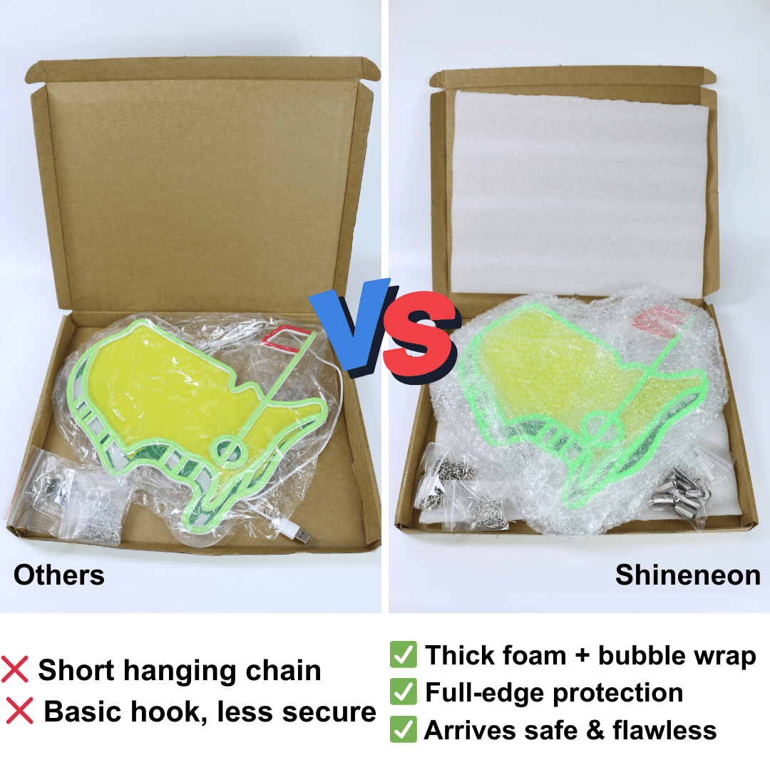ShineNeon™ USA Golf Map LED Neon Sign | Green & Yellow Sports Man Cave Wall Decor - Shineneon