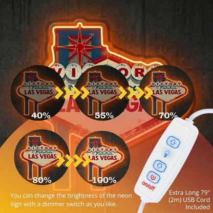 ShineNeon™ Victory Las Vegas neon sign USB Power - Shineneon