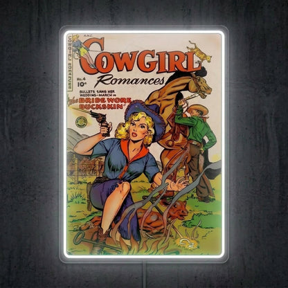 ShineNeon™ Vintage Cowgirl Romances Neon Sign Retro Comic Book Wall Art USB Powered Sign - Shineneon