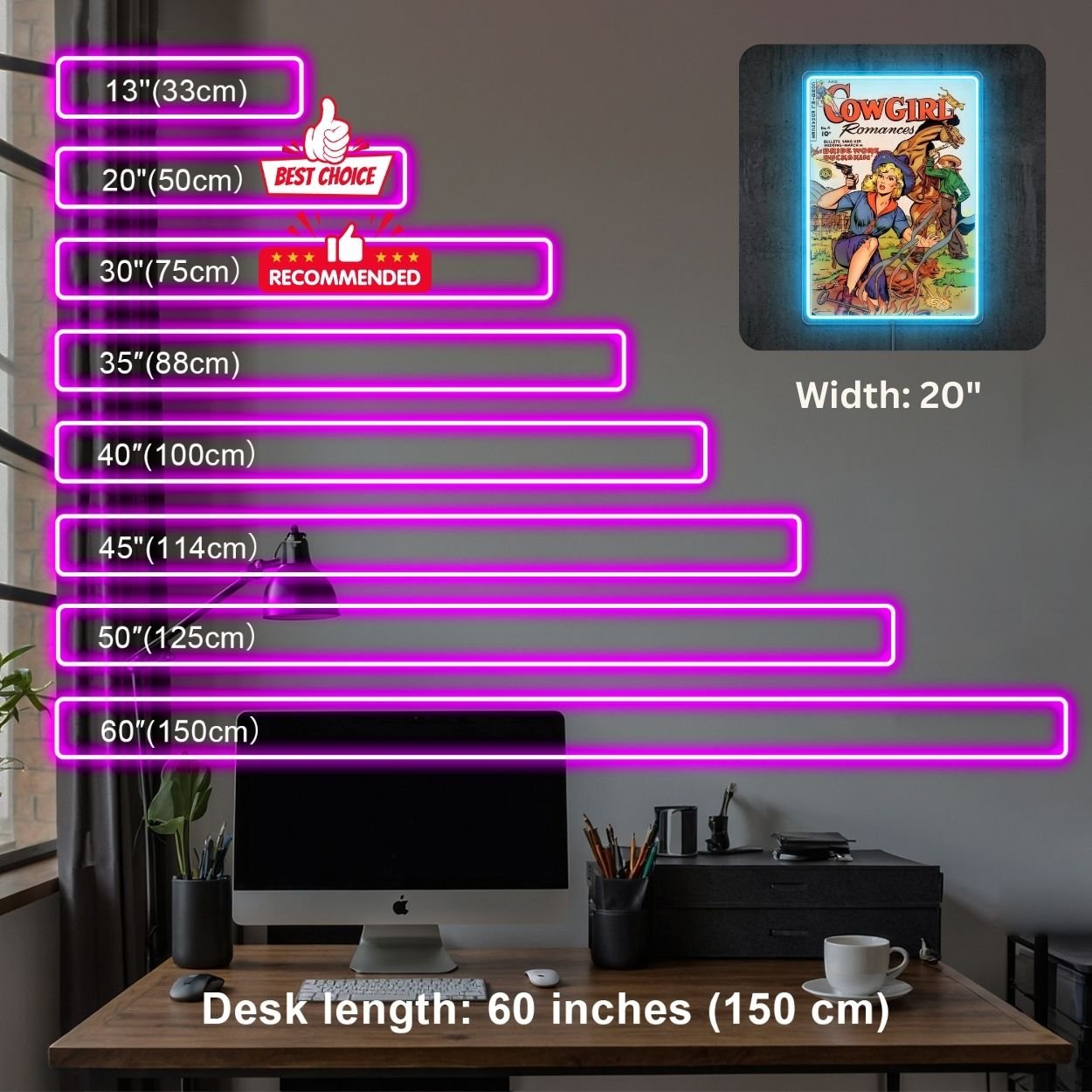 ShineNeon™ Vintage Cowgirl Romances Neon Sign Retro Comic Book Wall Art USB Powered Sign - Shineneon