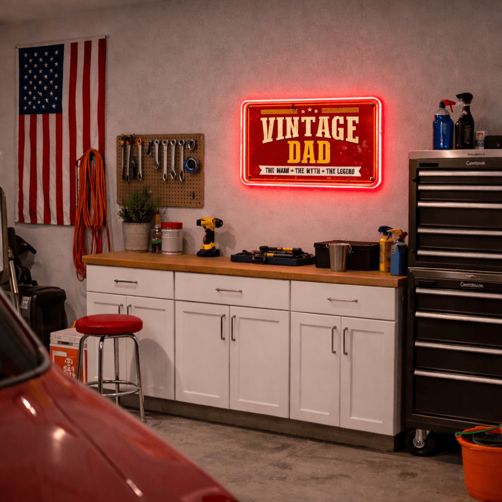 ShineNeon™ Vintage Garage Neon Sign - Custom Retro Wall Decor for Dad's Man Cave - Shineneon