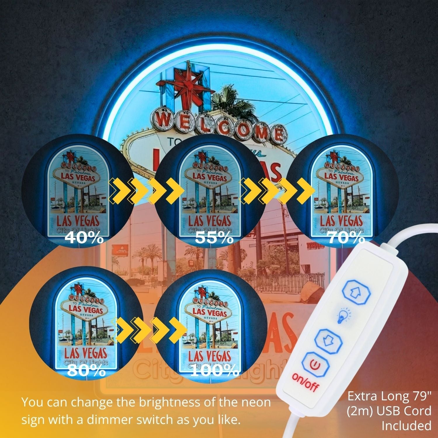 ShineNeon™ Vintage Las Vegas Motel neon sign USB Power - Shineneon