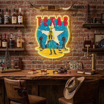 ShineNeon™ Vintage Lone Star Texas Cowboy LED Neon Sign Wall Art USB Powered - Shineneon