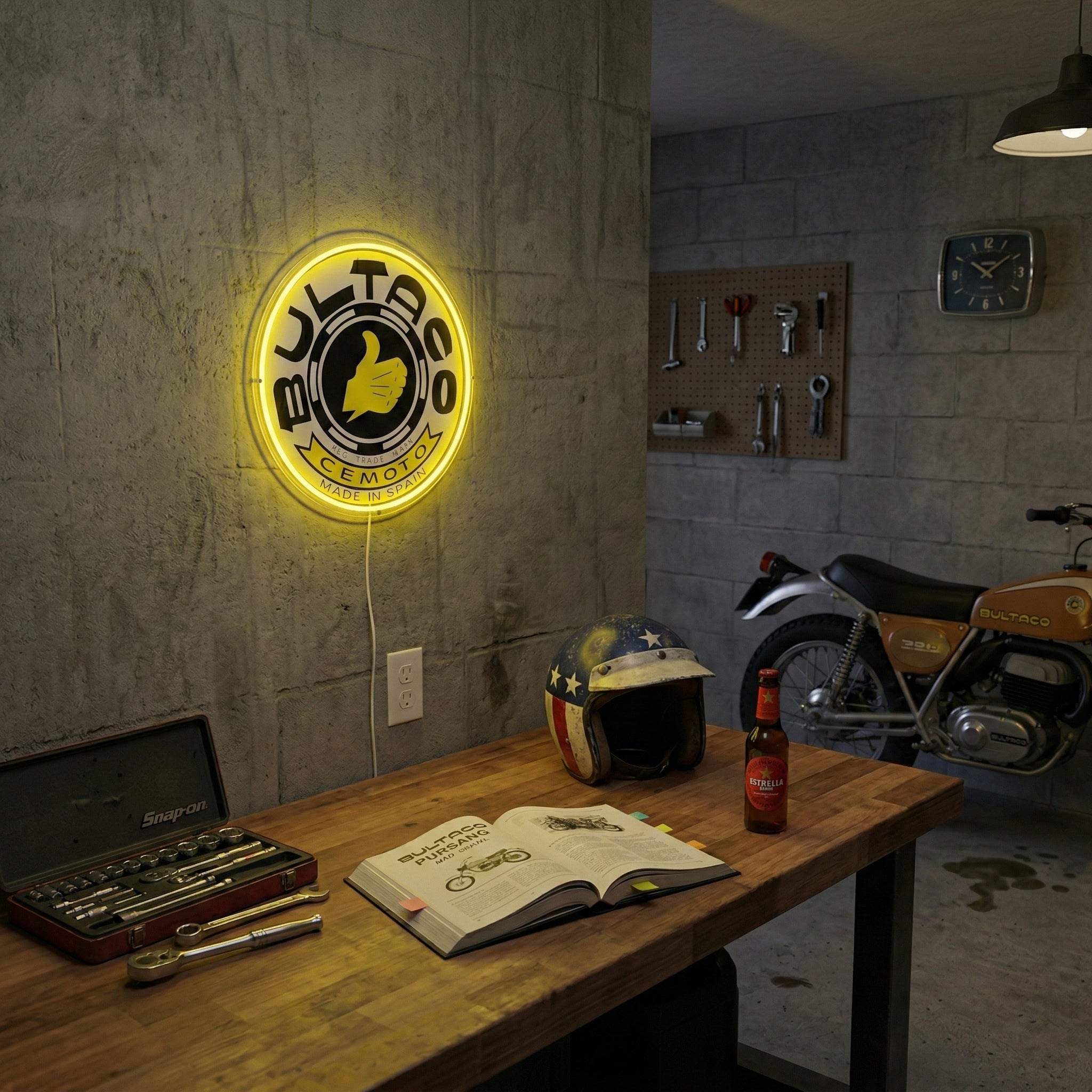 ShineNeon™ Vintage Retro Motorcycle LED Neon Sign - Thumbs Up Logo Garage Decor for Garage & Man Cave - Shineneon