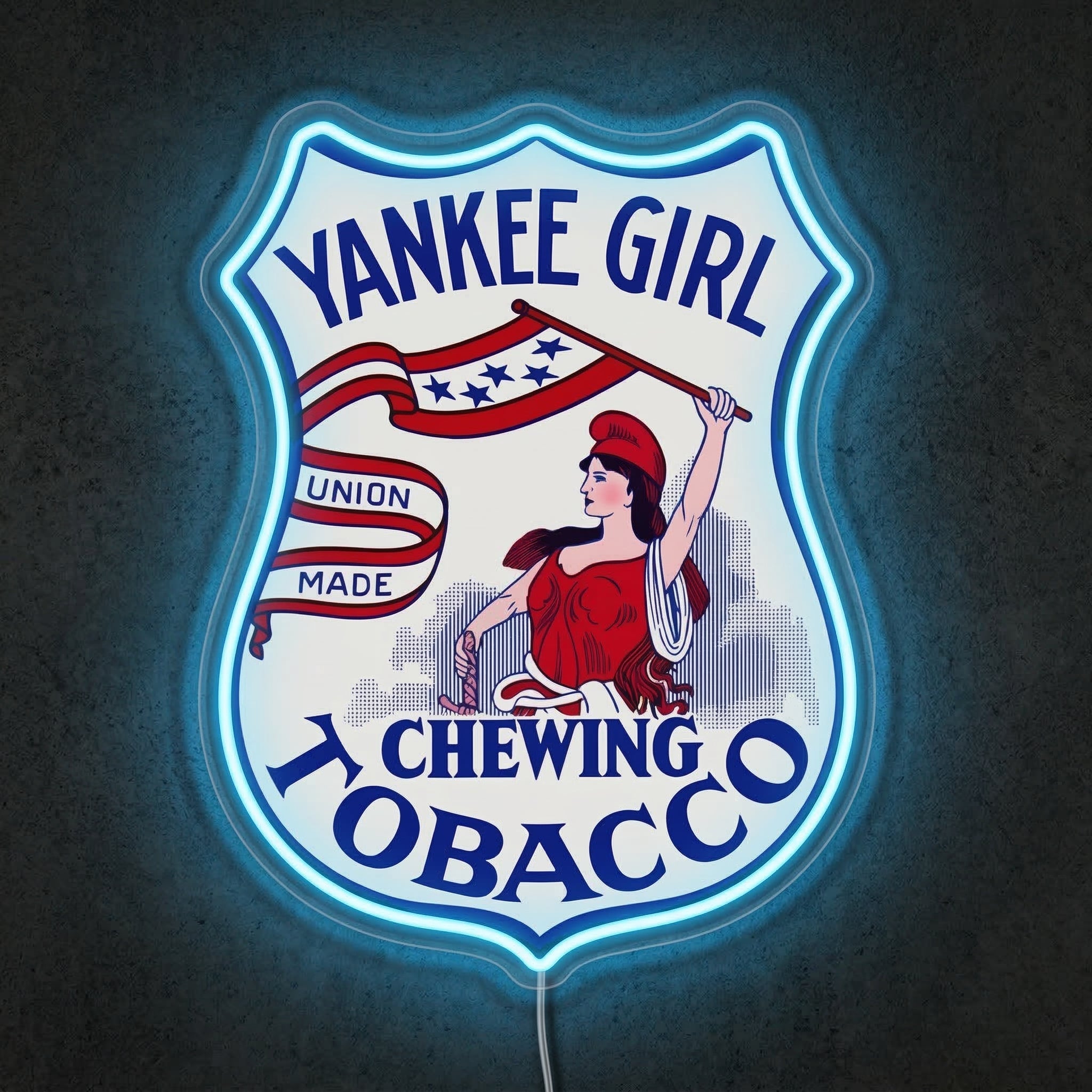 ShineNeon™ Vintage Yankee Girl Chewing Tobacco Neon Sign Patriotic Union Made Decor USB Power - Shineneon