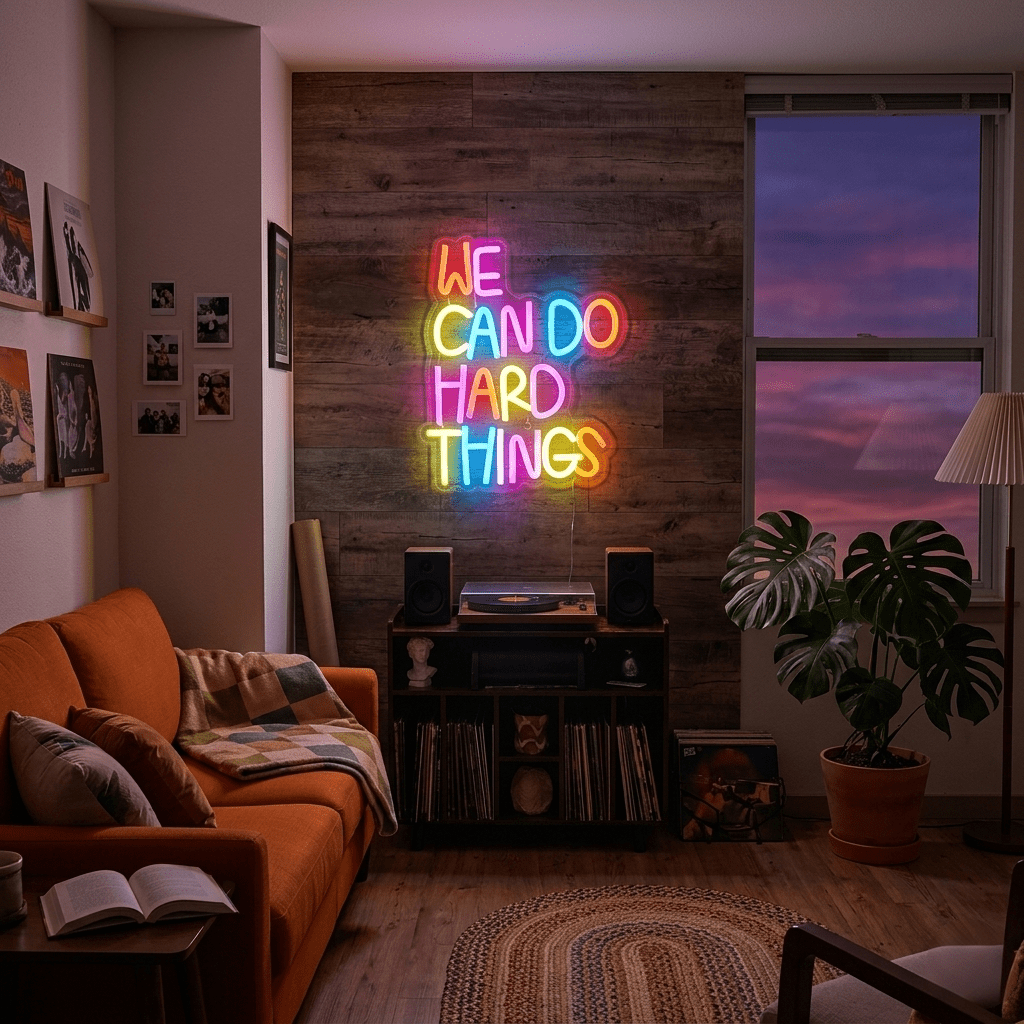 ShineNeon™ We Can Do Hard Things Colorful LED Sign - Motivational Desk Decor - Shineneon