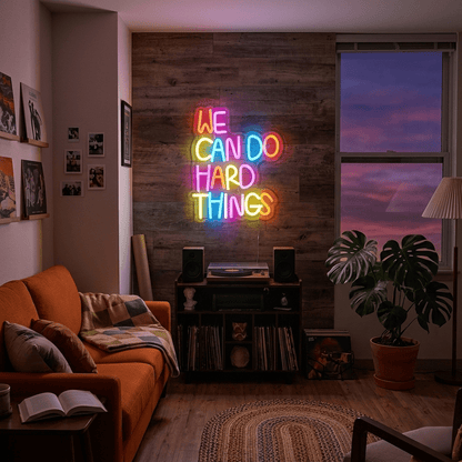 ShineNeon™ We Can Do Hard Things Colorful LED Sign - Motivational Desk Decor - Shineneon