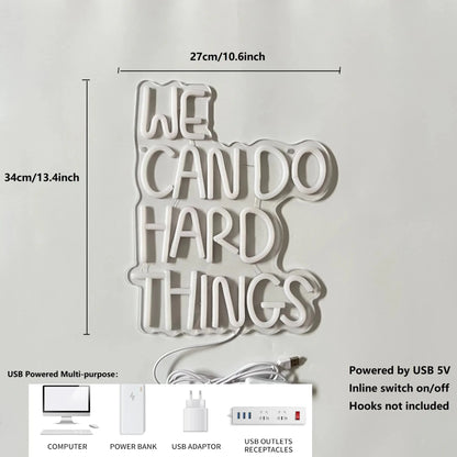 ShineNeon™ We Can Do Hard Things Colorful LED Sign - Motivational Desk Decor - Shineneon