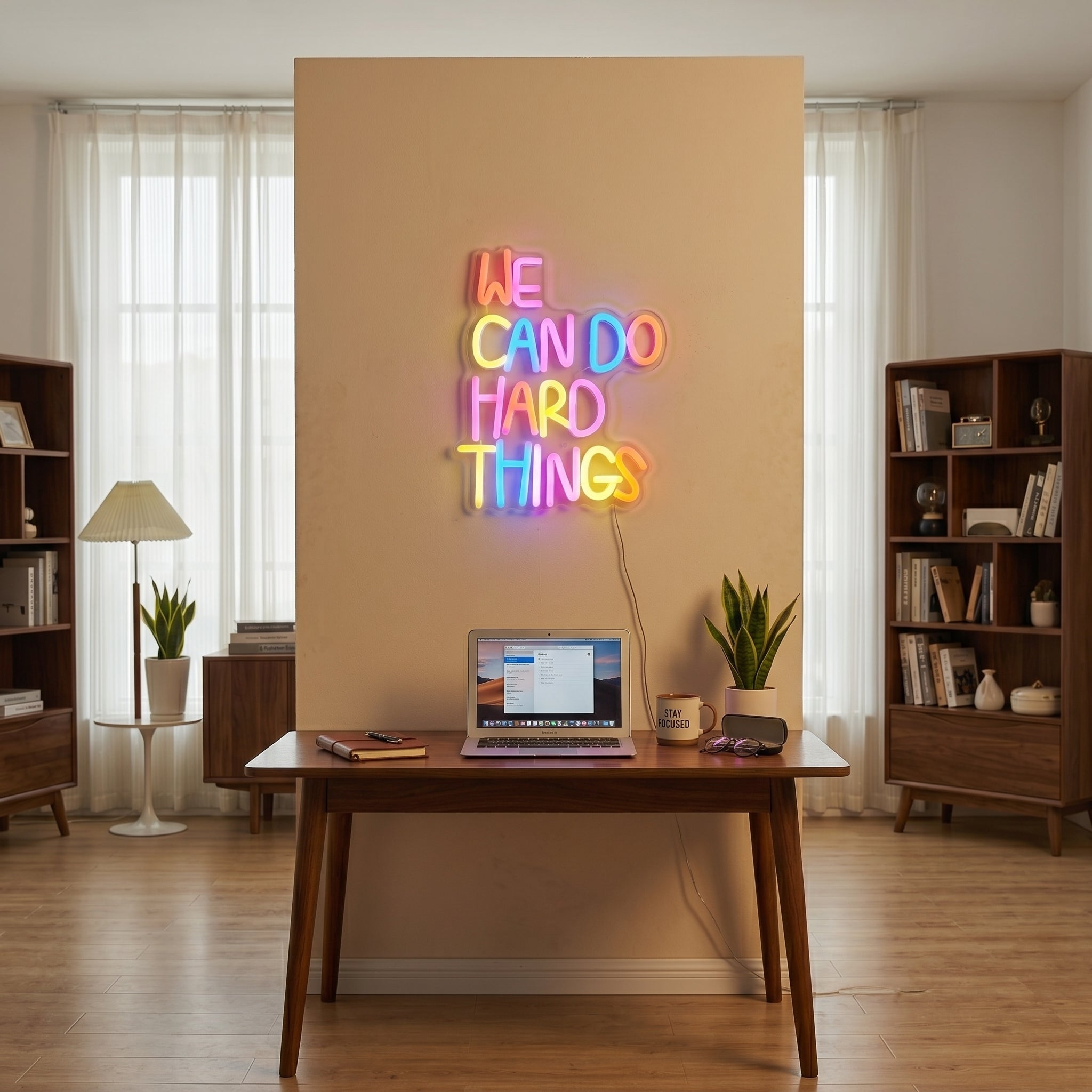 ShineNeon™ We Can Do Hard Things Colorful LED Sign - Motivational Desk Decor - Shineneon