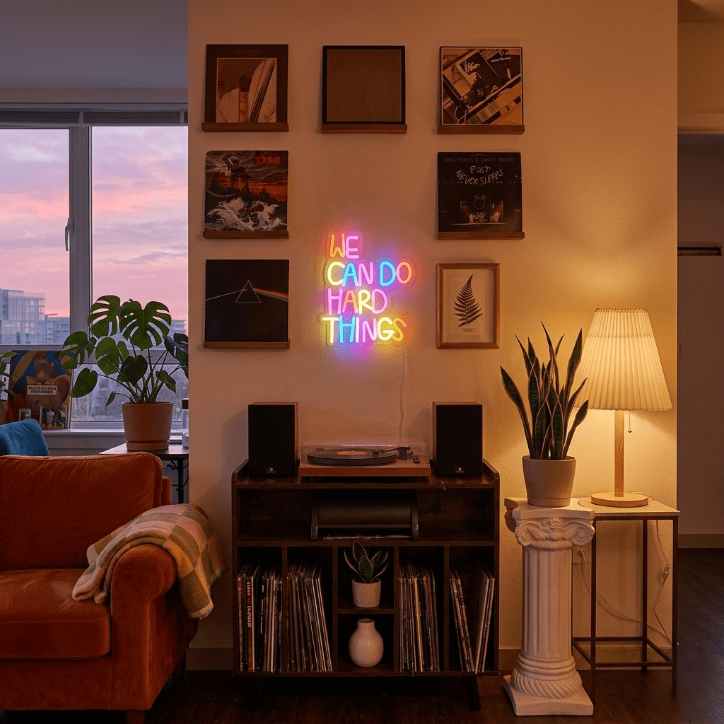 ShineNeon™ We Can Do Hard Things Colorful LED Sign - Motivational Desk Decor - Shineneon