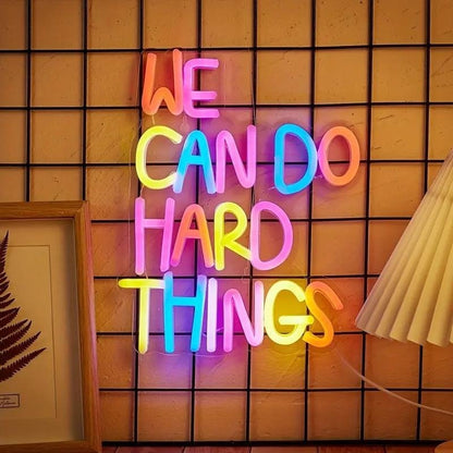 ShineNeon™ We Can Do Hard Things Colorful LED Sign - Motivational Desk Decor - Shineneon