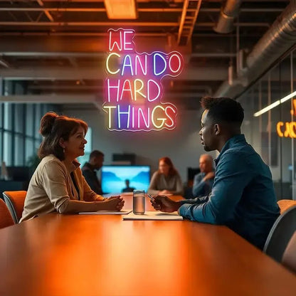 ShineNeon™ We Can Do Hard Things Colorful LED Sign - Motivational Desk Decor - Shineneon