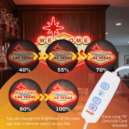 ShineNeon™ Welcome to Fabulous Las Vegas LED Neon Sign - Nevada Landmark Decor USB Powered - Shineneon
