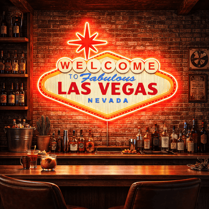 ShineNeon™ Welcome to Fabulous Las Vegas LED Neon Sign - Nevada Landmark Decor USB Powered - Shineneon