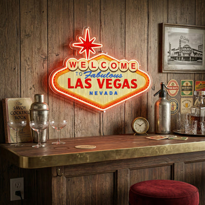 ShineNeon™ Welcome to Fabulous Las Vegas LED Neon Sign - Nevada Landmark Decor USB Powered - Shineneon