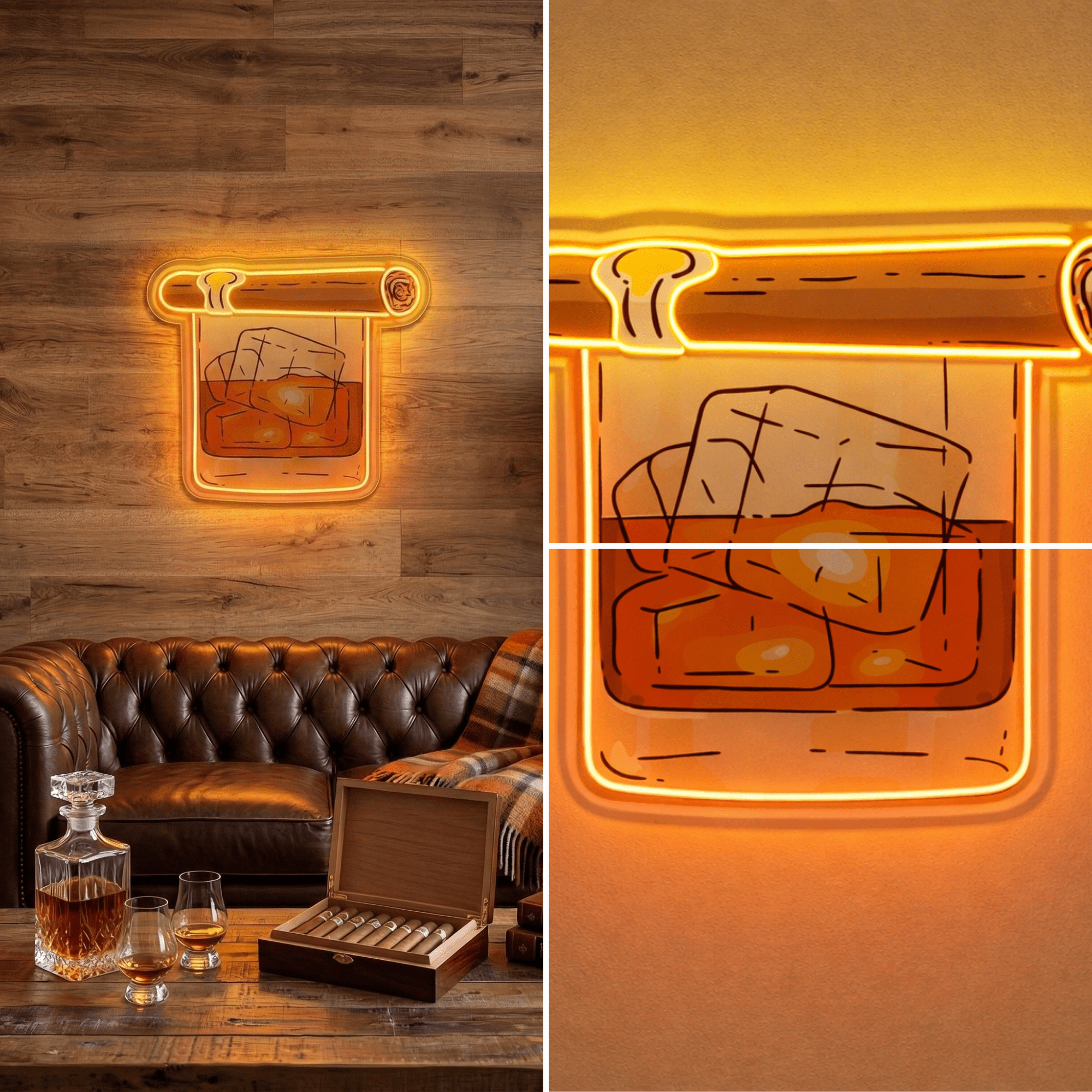 ShineNeon™ Whiskey & Cigar LED Neon Sign - Home Bar Man Cave & Lounge Decor - Shineneon