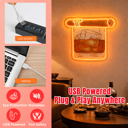 ShineNeon™ Whiskey & Cigar LED Neon Sign - Home Bar Man Cave & Lounge Decor - Shineneon