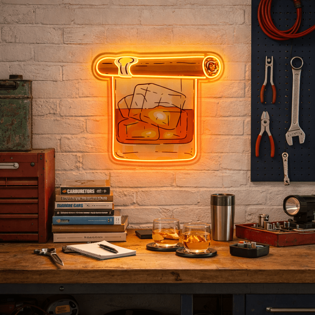 ShineNeon™ Whiskey & Cigar LED Neon Sign - Home Bar Man Cave & Lounge Decor - Shineneon