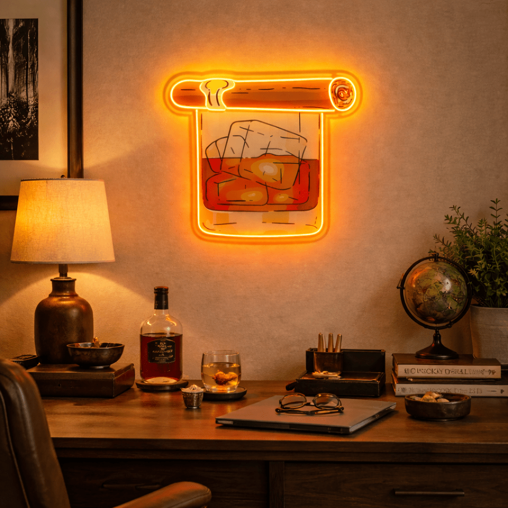 ShineNeon™ Whiskey & Cigar LED Neon Sign - Home Bar Man Cave & Lounge Decor - Shineneon