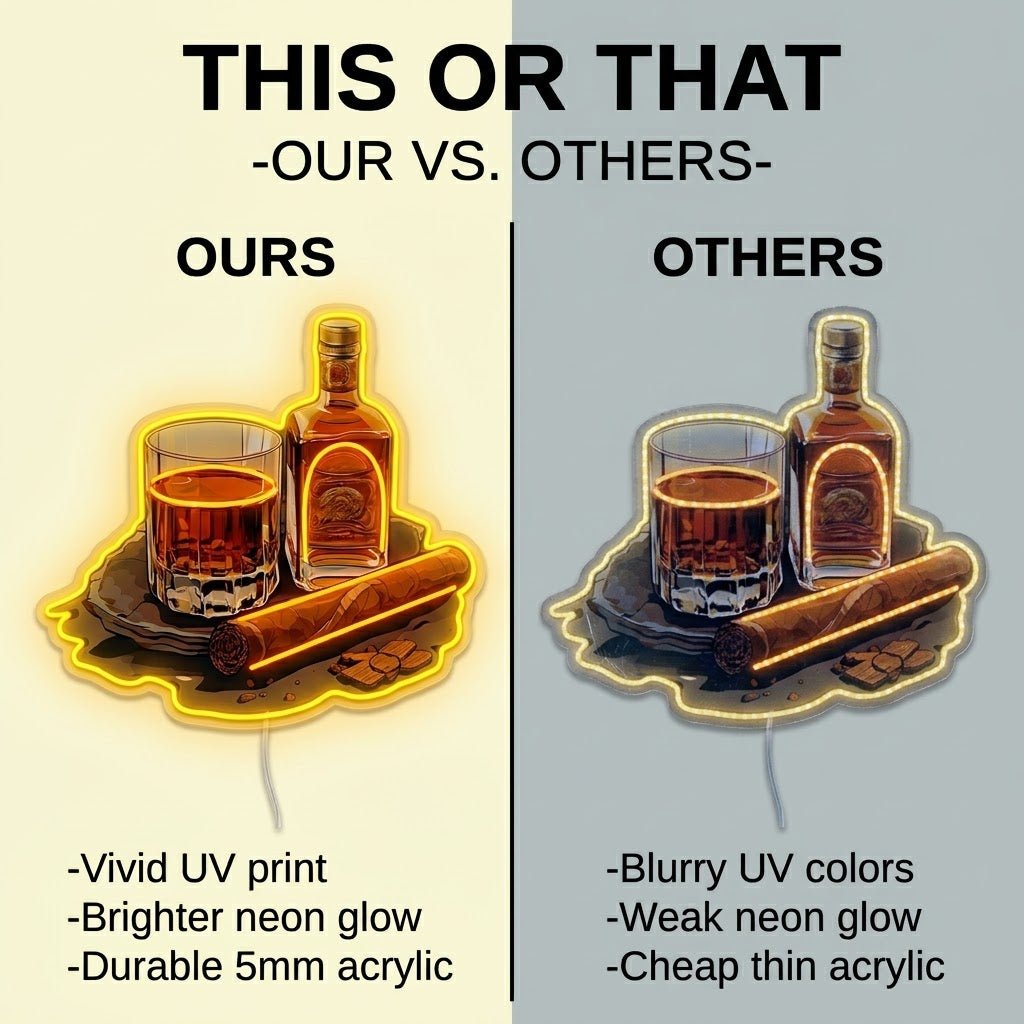 ShineNeon™ Whiskey Glass And Lit Cigar Lounge Neon Sign USB Power - Shineneon