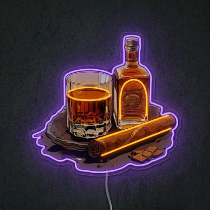ShineNeon™ Whiskey Glass And Lit Cigar Lounge Neon Sign USB Power - Shineneon