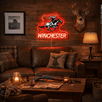 ShineNeon™ Winchester Cowboy Red Neon Sign | Wild West Bar & Mancave Decor - Shineneon