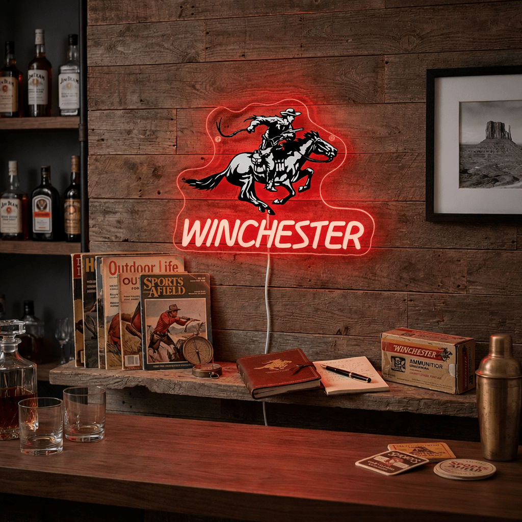 ShineNeon™ Winchester Cowboy Red Neon Sign | Wild West Bar & Mancave Decor - Shineneon