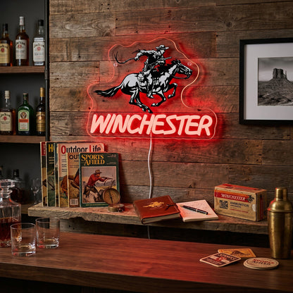 ShineNeon™ Winchester Cowboy Red Neon Sign | Wild West Bar & Mancave Decor - Shineneon