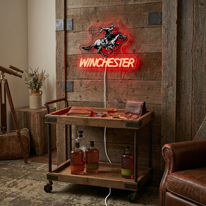 ShineNeon™ Winchester Cowboy Red Neon Sign | Wild West Bar & Mancave Decor - Shineneon