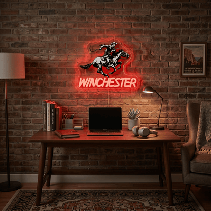 ShineNeon™ Winchester Cowboy Red Neon Sign | Wild West Bar & Mancave Decor - Shineneon