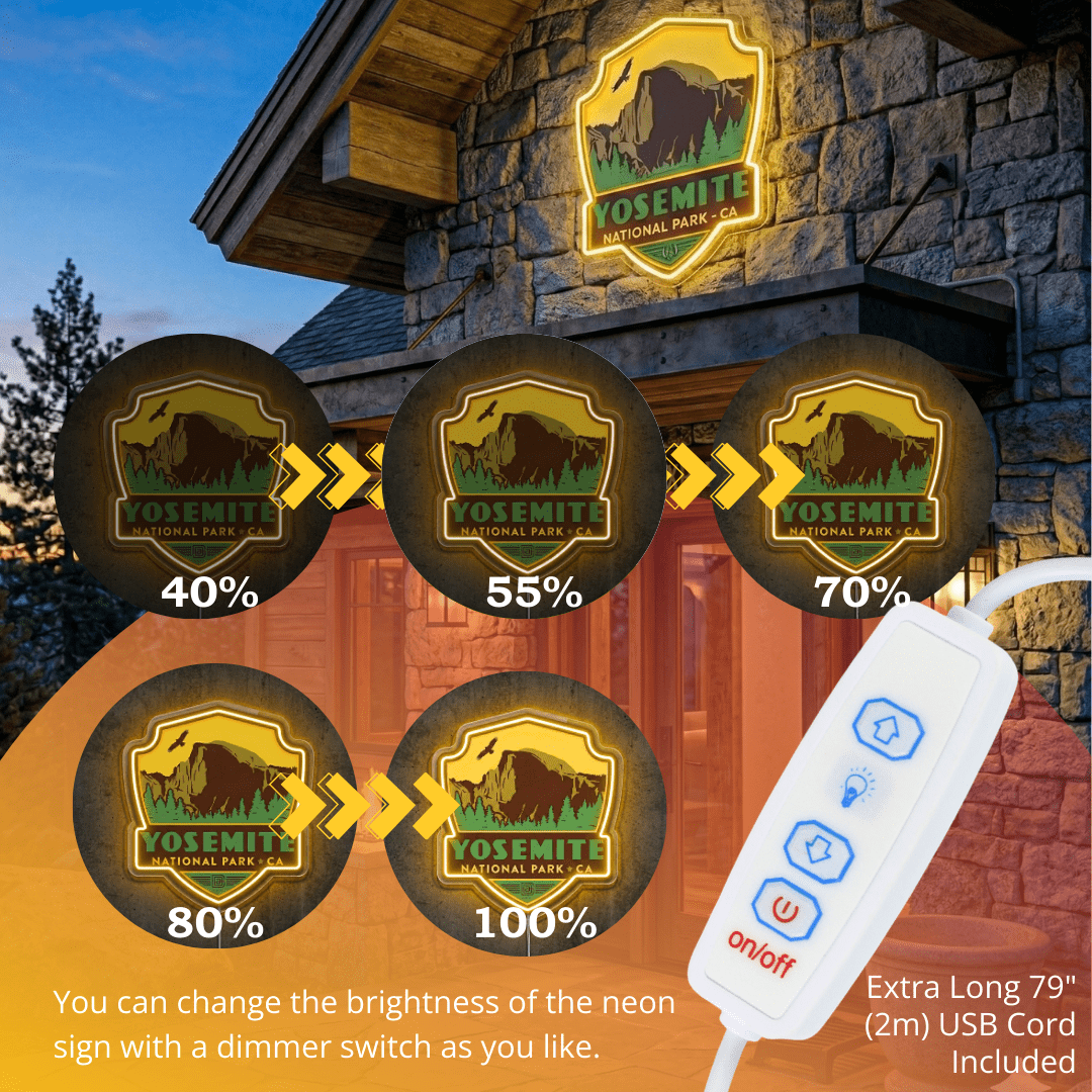 ShineNeon™ Yosemite National Park LED Neon Sign - Half Dome Nature Vibe Wall Decor for Bedroom Man Cave & Gift - Shineneon