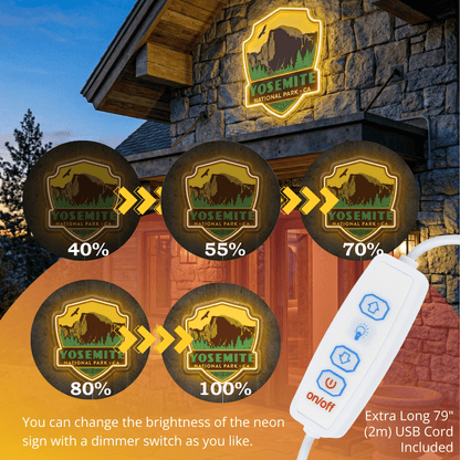 ShineNeon™ Yosemite National Park LED Neon Sign - Half Dome Nature Vibe Wall Decor for Bedroom Man Cave & Gift - Shineneon