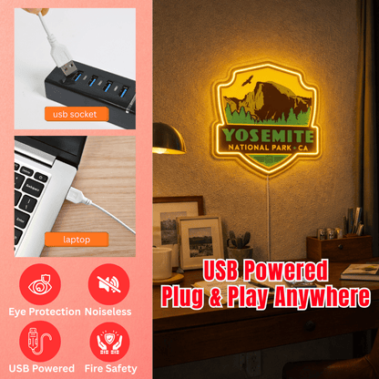 ShineNeon™ Yosemite National Park LED Neon Sign - Half Dome Nature Vibe Wall Decor for Bedroom Man Cave & Gift - Shineneon