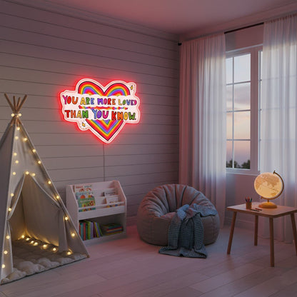 ShineNeon™ You Are More Loved LED Neon Sign - USB Power Rainbow Heart Wall Decor for Home - Shineneon