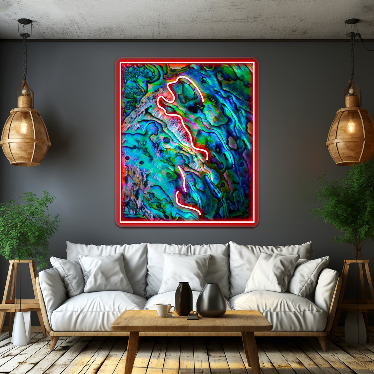 Shiny Mother Of Pearl Paua Abalone Shell Wall Artwork Neon Signs