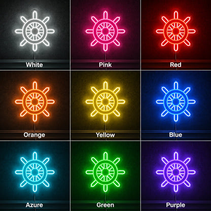 Ship Wheel LED Neon Sign color grid
