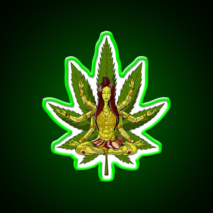 Shiva Weed Meditation Hemp Inspired Green Leaf Led Neon Sign Rgb Color - LED neon sign view 8