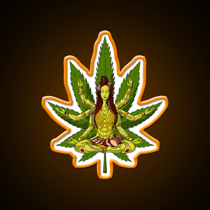 Shiva Weed Meditation Hemp Inspired Green Leaf Led Neon Sign Rgb Color - LED neon sign view 6
